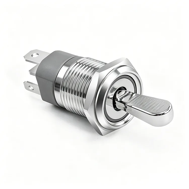 Vippströmbrytare i silvermetall 16 mm
