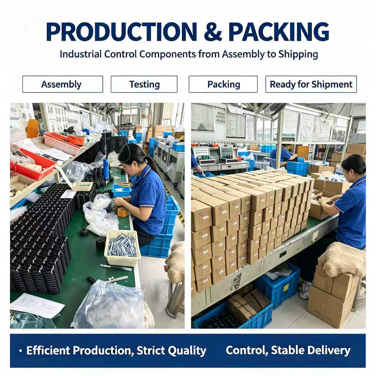 Produktionsmontering och packningsprocess | Industriell produkttillverkning