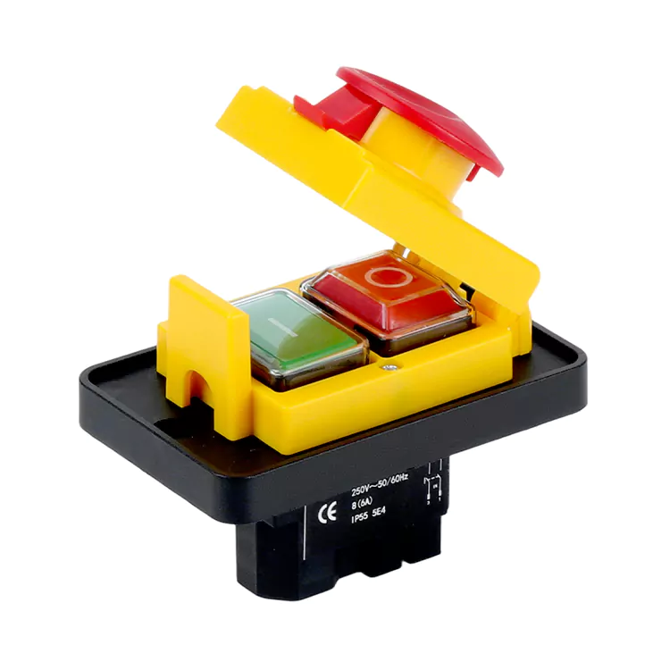 8A stor panel nödstoppskåpa Tryckknapp Elektromagnetisk strömbrytare